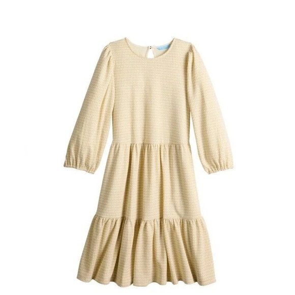 Draper James RSVP Size XXL Puffed Sleeve Tiered Dress Gold Cream Plus Size Midi - Picture 13 of 13